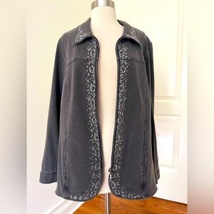 Dream Jeannes by Quacker Factory   jacket Sz XL Embellished Gray Women's Jacket